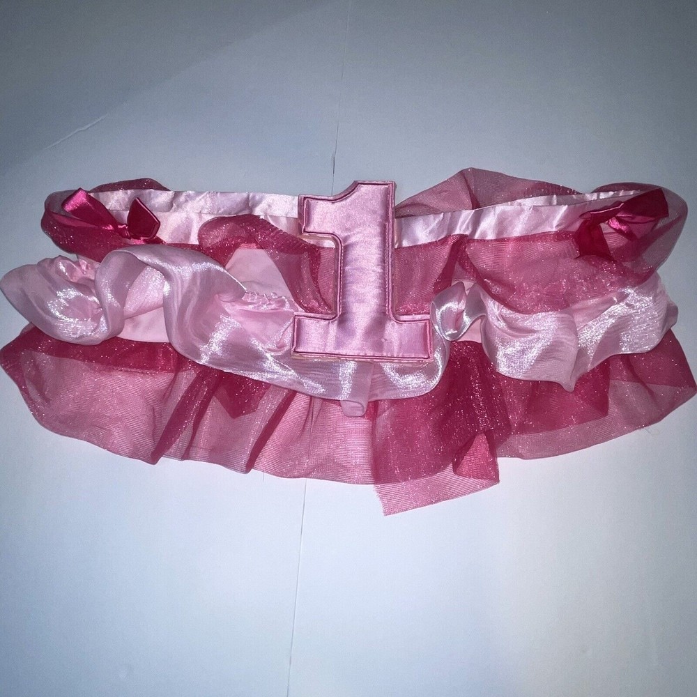 AMSCAN Baby Girl 1st Birthday Pink Tutu Tulle Shiny Skirt High Chair Banner #1
